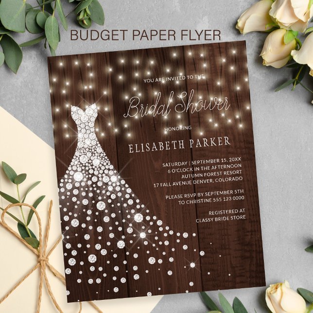 Budget rustic wood bridal shower invitation flyer (Creator Uploaded)