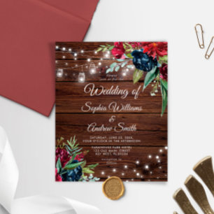 Budget Rustic Wood Floral Light Wedding Invitation