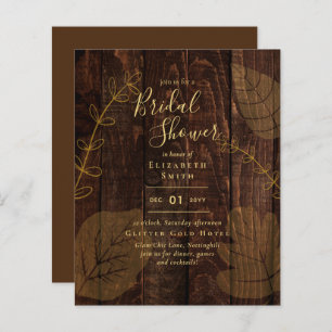 Budget Rustic Wood Gold Bridal Shower Invite