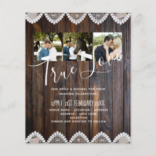 BUDGET Rustic Wood Lace Wedding Invitation