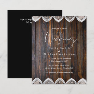 Budget Rustic Wood Lace Wedding Invitations