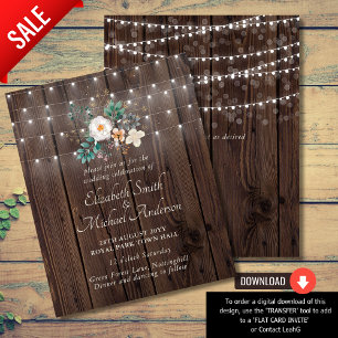 Budget Rustic Wood Lights Floral Wedding Invites