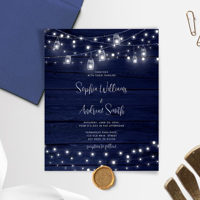 Budget Rustic Wood Mason Jars Wedding Invitation (Creator Uploaded)