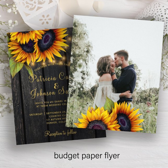 Budget rustic wood PHOTO wedding invitation flyer (Creator Uploaded)