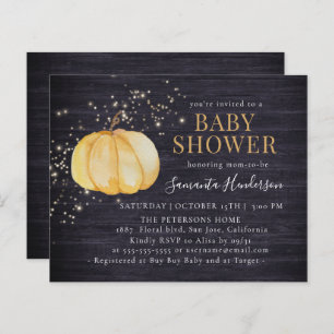 Budget Rustic Wood Pumpkin Glittering Baby Shower