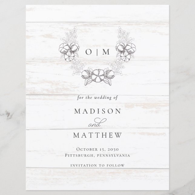 Budget Rustic Wood Southern Cotton Save the Date  (Front)