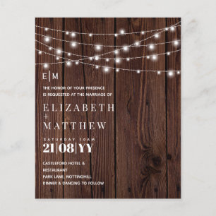 Budget Rustic  Wood Strings Lights Wedding Invites