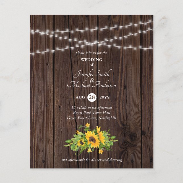 Budget Rustic Wood Sunflowers Floral Wedding (Front)
