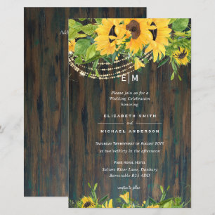 BUDGET Rustic Wood Sunflowers Wedding Invites A9