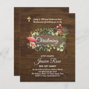 BUDGET Rustic Woodland Christening Invite Baptism