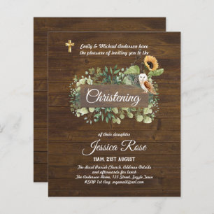 BUDGET Rustic Woodland Christening Invite Baptism 