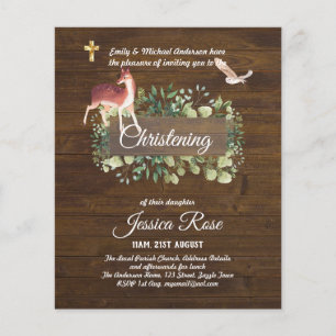BUDGET Rustic Woodland Christening Invite Baptism  Flyer