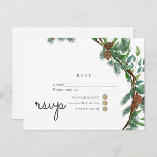 Budget Rustic Woodland RSVP Wedding Invitation Postcard