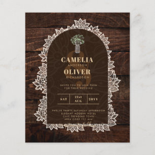BUDGET Rustic Woodland Wedding Wood Lace INVITE Flyer