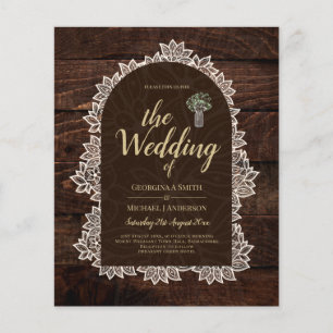 BUDGET Rustic Woodland Wedding Wood Lace INVITE Flyer