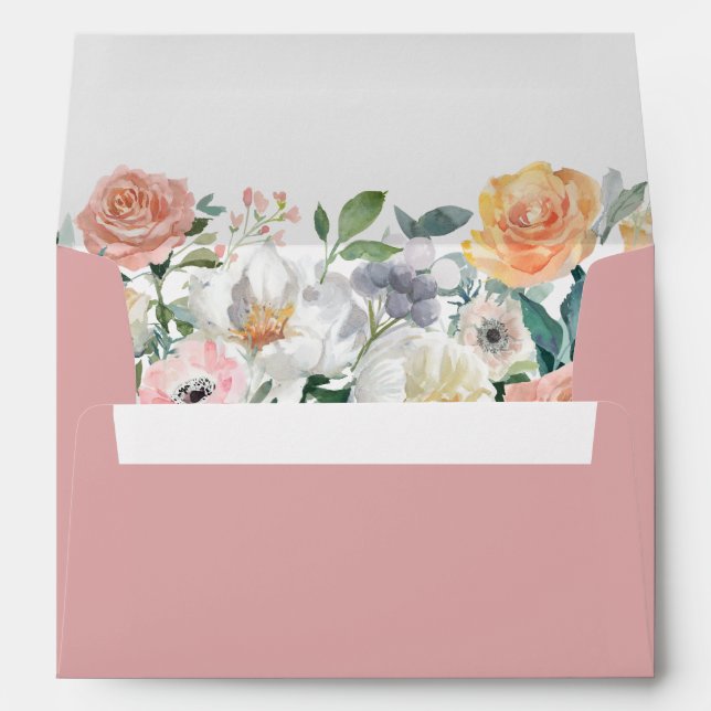 Budget Rusty Rose Watercolor Floral 5x7 Envelope (Back (Bottom))