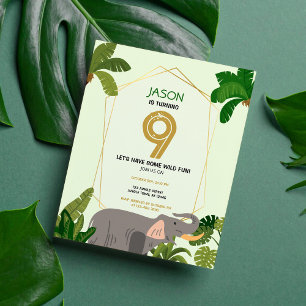 Budget Safari Animal Elephant Birthday Invitation