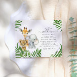 Budget Safari Animals Gender Neutral Baby Shower<br><div class="desc">A gender-neutral baby shower invitation. This design features a watercolor elephant, giraffe, and cheetah cub in green palm leaves. Your shower details appear to the right in modern script typography. It reads "A little wild one is on the way!". There is also faux gold confetti in the top left and...</div>