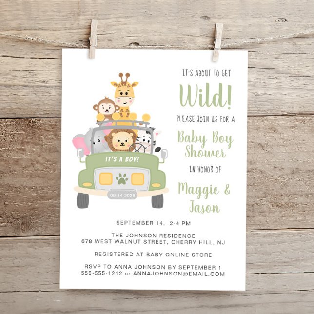 Budget Safari Baby Boy Couples Shower Invitation (Creator Uploaded)