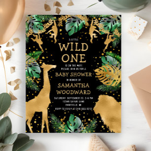 Budget Safari Baby Shower Black Gold Invitation
