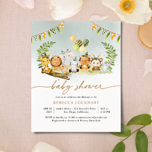 Budget Safari Gold Boy Baby Shower Invitation