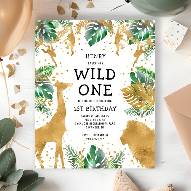Budget Safari Wild One 1st Birthday Invitation (Creator Uploaded)