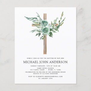 Budget Sage Eucalyptus Baptism Greenery Invitation Flyer