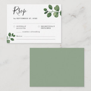 BUDGET Sage Eucalyptus RSVP Wedding Card
