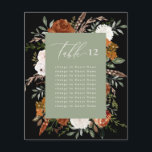 Budget sage green black floral table seating plan<br><div class="desc">Budget botanical floral rust,  terracotta,  black,  natural and sage green rustic,  elegant table seating plan wedding day decor. On trend script text,  part of a matching wedding suite.</div>