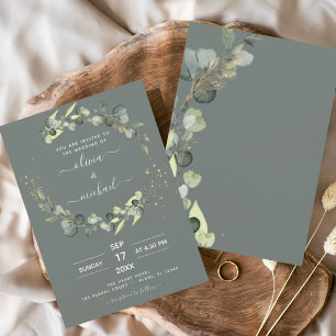 Budget Sage Green Eucalyptus Wedding Invitations Flyer