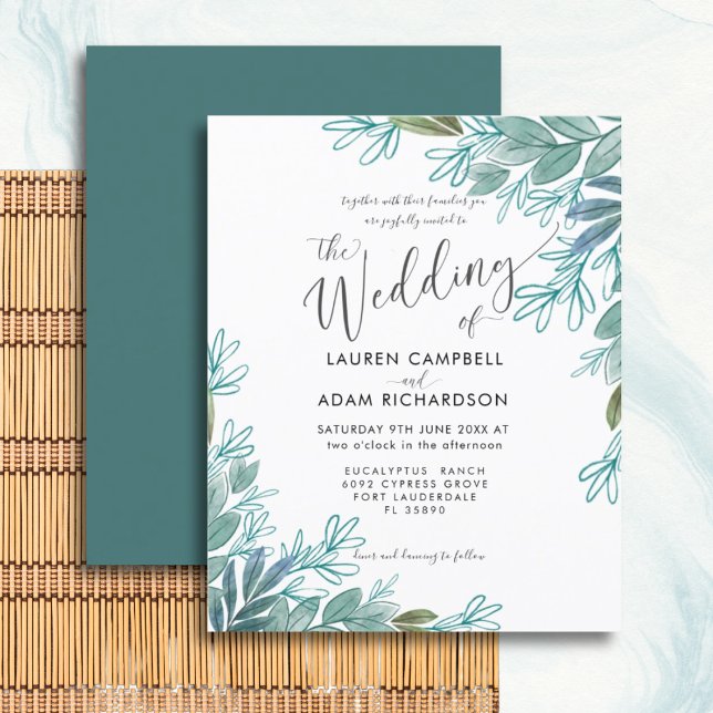 Budget Sage Green Foliage Wedding Invitation (Creator Uploaded)