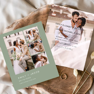 Budget Sage Green Minimalist Wedding Invitation Flyer