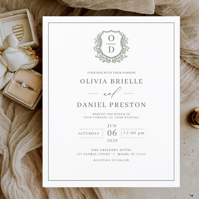 Budget Sage Green Monogram Wedding Invitation Flyer (Creator Uploaded)