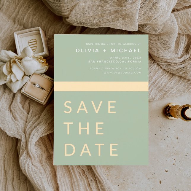 Budget Sage Green Save the Date Elegant Gold  (Creator Uploaded)