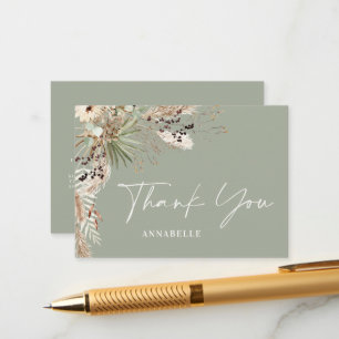 Budget sage green simple bridal shower thank you enclosure card