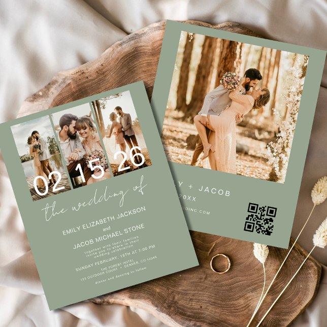Budget Sage Green The Wedding of Photo QR code (Creator Uploaded)