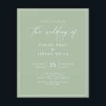 Budget Sage Green Wedding Invitation  Flyer<br><div class="desc">This modern wedding card has a warm, minimalist design. The front features a lively script text above your first names and date. On the back, we've set the background as transparent, so that the colour of the paper will serve as the base colour. You can choose a colour for the...</div>