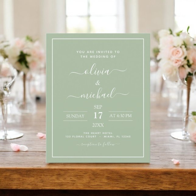 Budget Sage Green Wedding Modern Typography Flyer (Creator Uploaded)