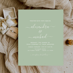 Budget Sage Green Wedding Modern Typography Flyer