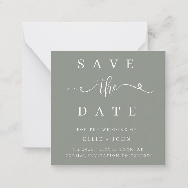 BUDGET Sage Green Wedding Save the Date Invitation (Front)