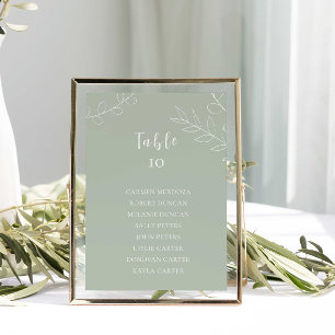Budget Sage Green Wedding Seating Chart Table Card