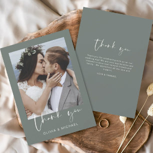 Budget Sage Green Wedding Thank You Card