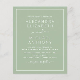 Budget Sage Green Wedding with Photo Invitation Fl Flyer