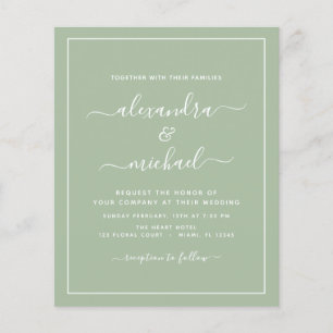 Budget Sage Green Wedding with Photo Invitation Fl Flyer
