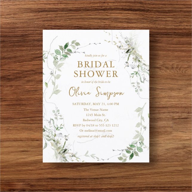 Budget Sage Greenery Bridal Shower Flyer (Creator Uploaded)