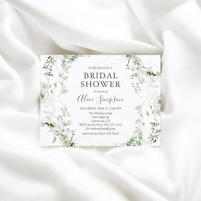Budget Sage Greenery Bridal Shower Invitation Postcard (Creator Uploaded)