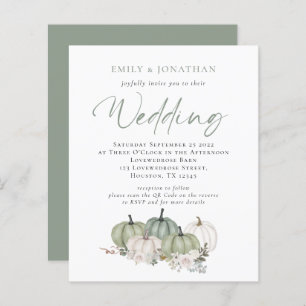 Budget Sage Pumpkins Florals QR Wedding Invite