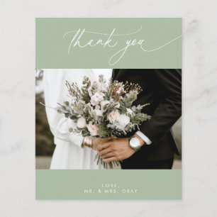BUDGET Sage Wedding Photo Thank You Card