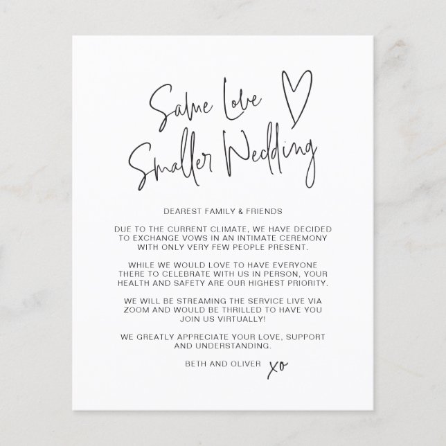 Budget Same Love Smaller Wedding Announcement (Front)