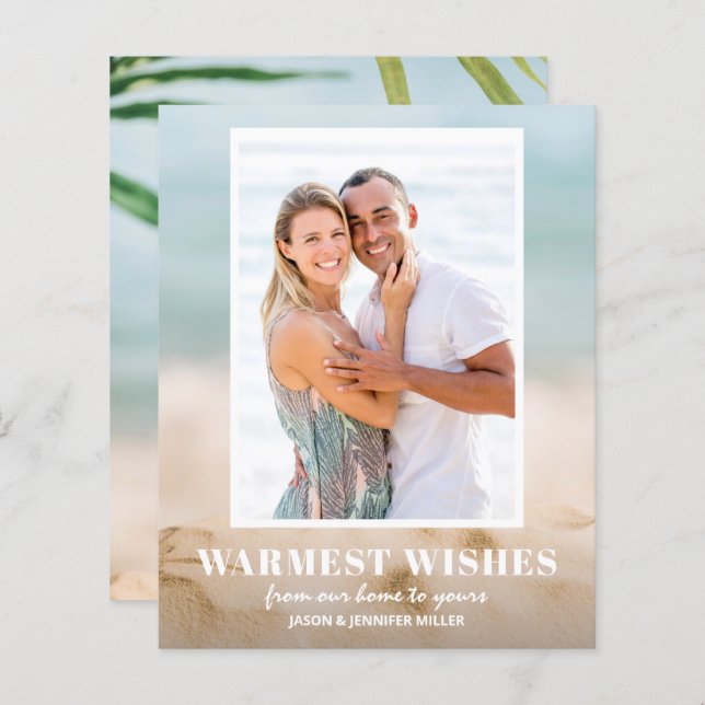 Budget Sand and Sea Beach Photo Christmas Cards (Front/Back)